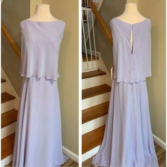 Morilee NEW size 22 long violet chiffon dress style 21502 plus size - Picture 4 of 7